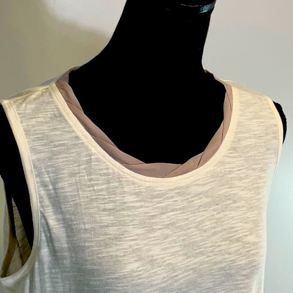 LOGO Embellished Slub Knit Tank with Chiffon NWOT - Picture 2 of 10